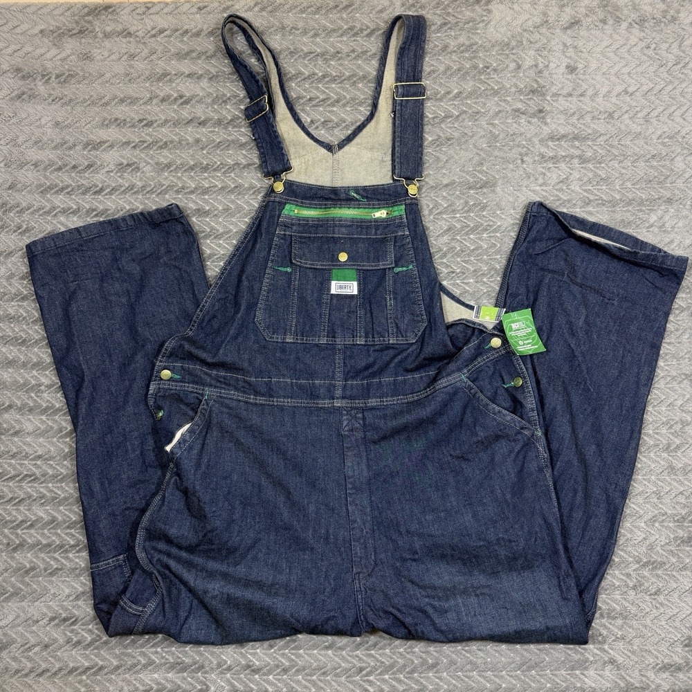 NWT Liberty Jean Blue Overalls Mens 46x30 Carpenter Bib Workwear Farmer Denim
